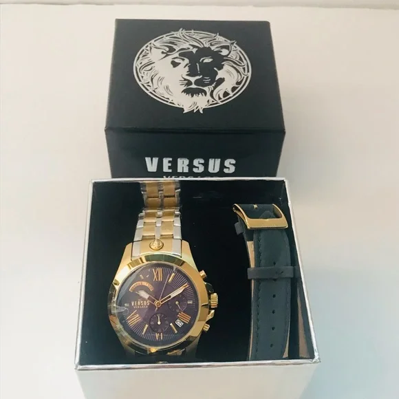 New VERSUS VERSACE Chrono Lion Box Set Bracelet Watch